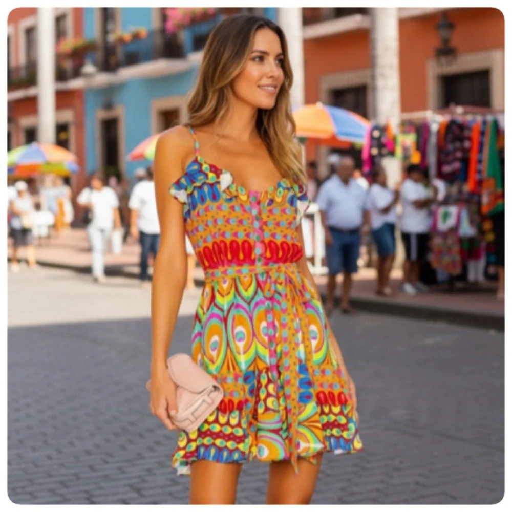 ALEXIS SIRSHA GOGO MULTI COLOR MINI DRESS SIZE MEDIUM - Picture 4 of 12